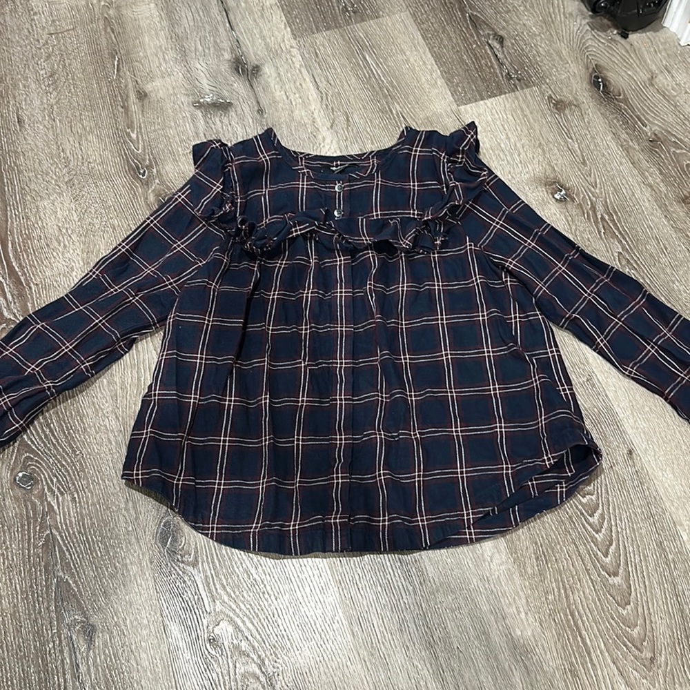 Madewell gingham ruffle shirt